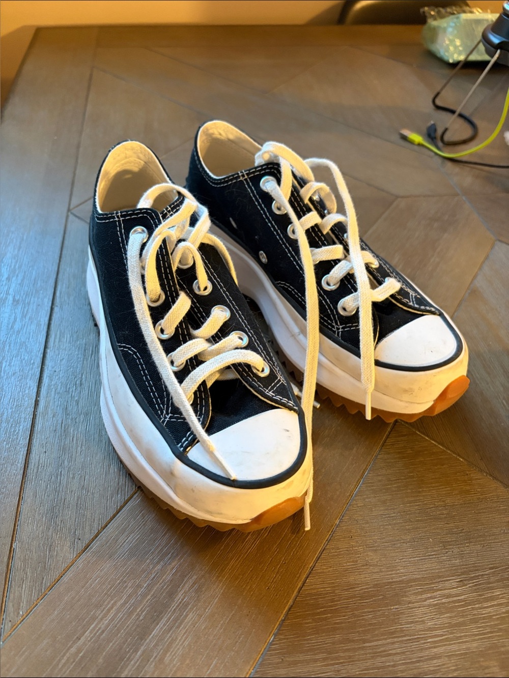 Converse Black Canvas Platform Low-Top Sneakers and Gum Outsole